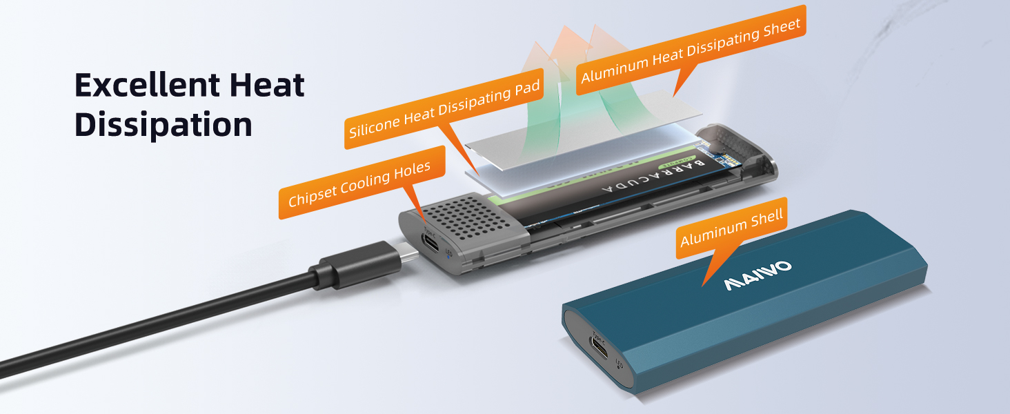 MAIWO K1690 10Gbps Type-C M.2 NVMe SSDケース 製品詳細画像