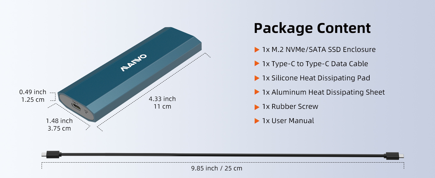 MAIWO K1690 10Gbps Type-C M.2 NVMe SSDケース 製品詳細画像